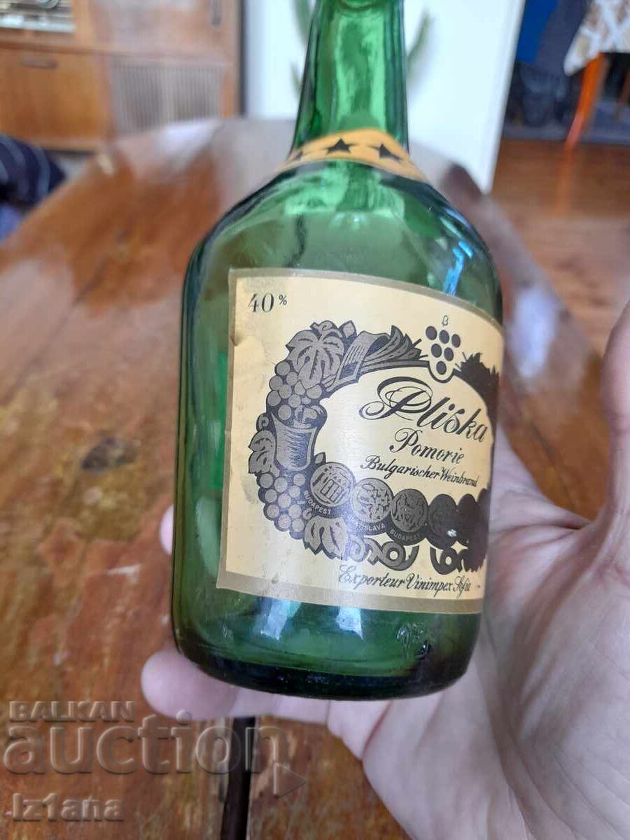 Old bottle of Pliska cognac, Pomorie with price 16.00 BGN | € 8.18 Old bottle of Pliska cognac, Pomorie with price 16.00 BGN | € 8.18