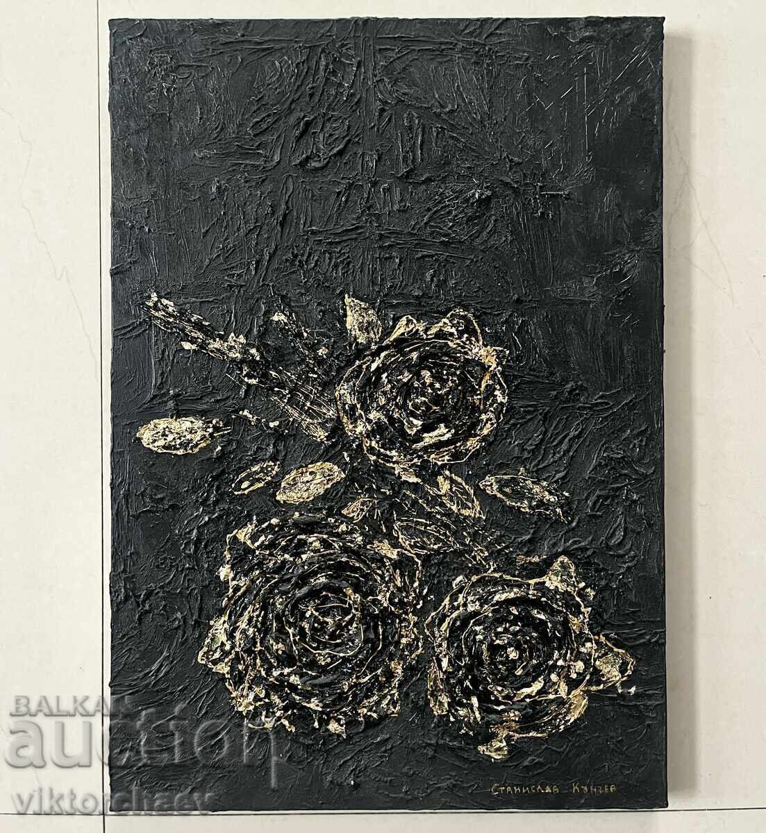 Stanislav Kanchev painting - “Golden Roses” 2020 Stanislav Kanchev painting - “Golden Roses” 2020