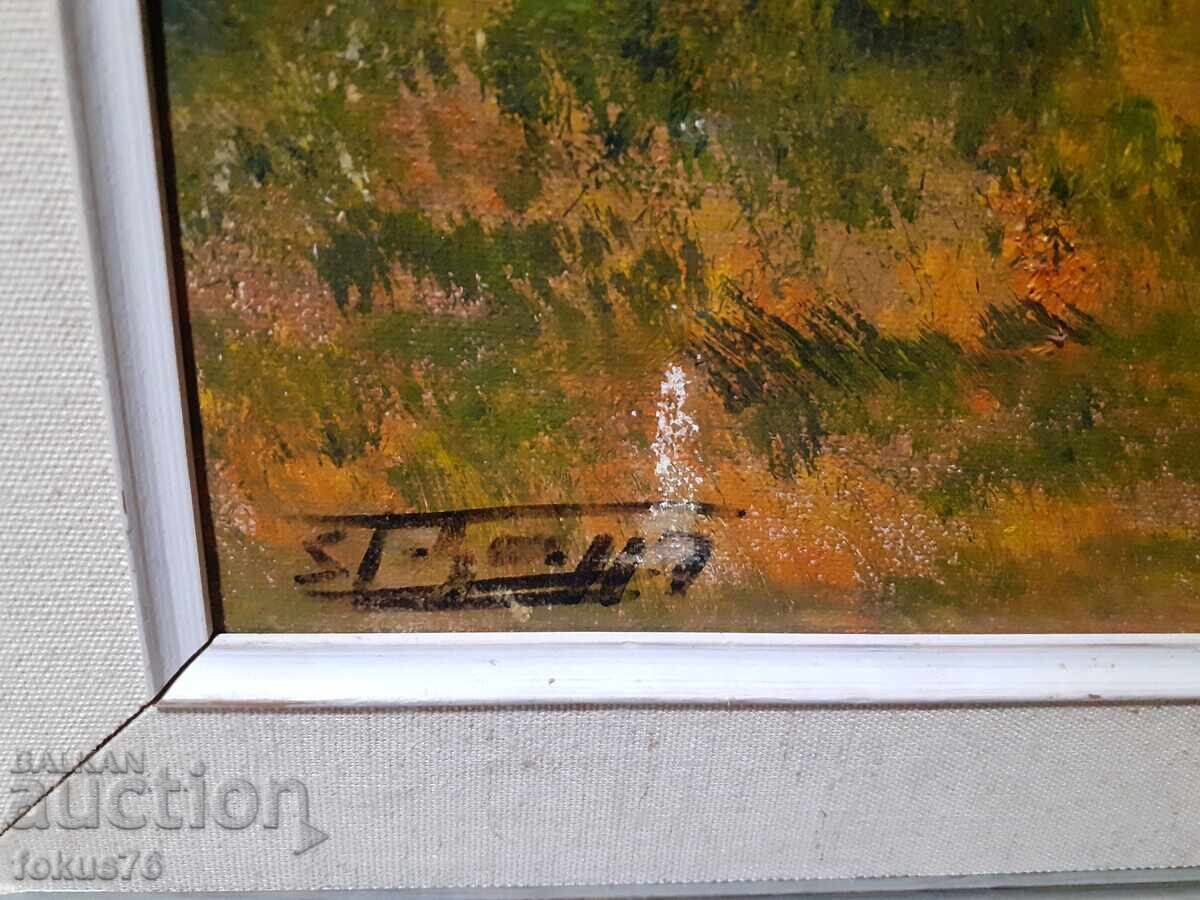 Author's oil painting on canvas with frame - signature with price 135.00 BGN | € 69.02