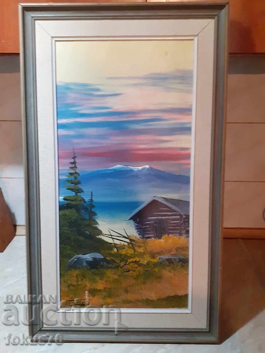 Author's oil painting on canvas with frame - signature