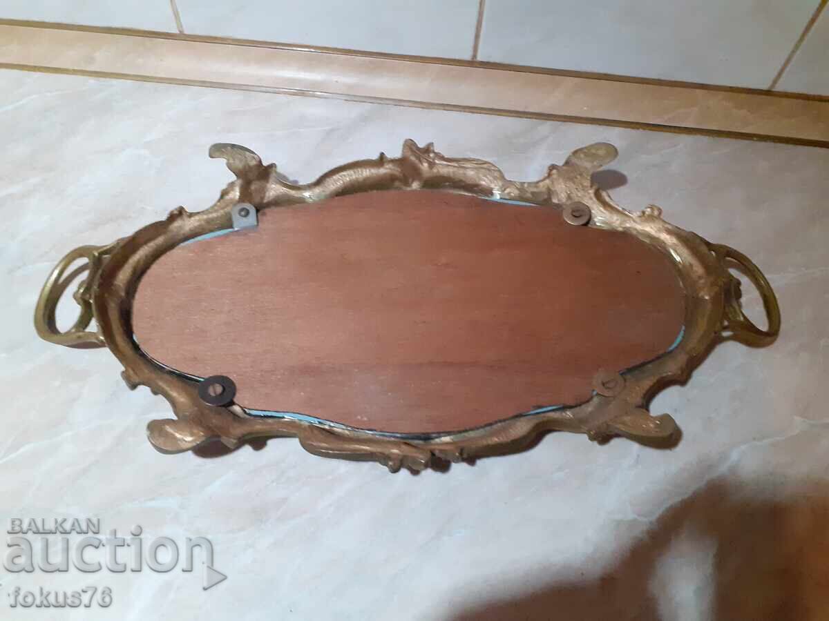 Доставка на Стар голям масивен бароков поднос - бронз, огледало Доставка на Стар голям масивен бароков поднос - бронз, огледало