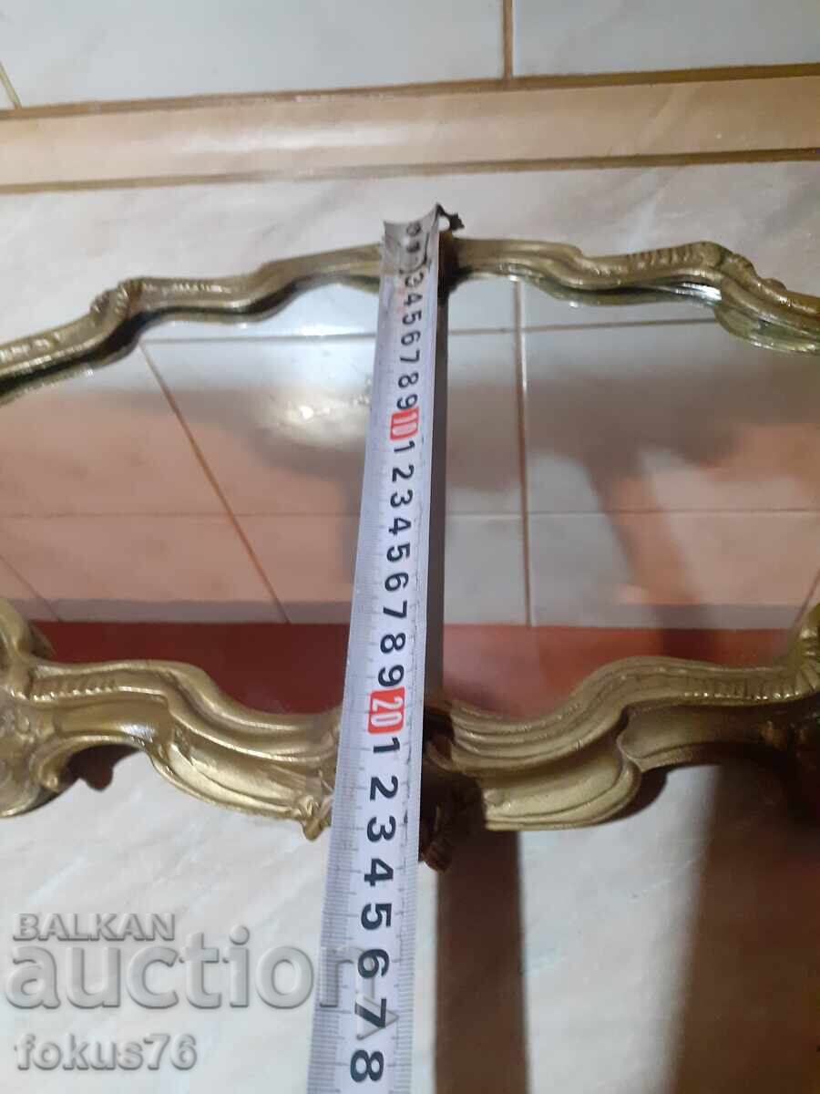 Стар голям масивен бароков поднос - бронз, огледало - 7 Стар голям масивен бароков поднос - бронз, огледало - 7