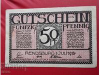 Banknote-Germany-Schleswig-Holstein-Rendsburg-50 pfennig 1918