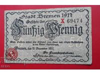 Τραπεζογραμμάτιο-Γερμανία-Βρέμη-50 pfennig 1917