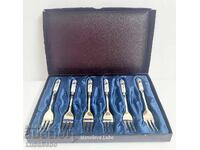 Japanese silver plated set of 6 cake forks.