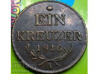 Austria 1 Kreuzer 1816 8.53g 27mm A - Vienna bronze