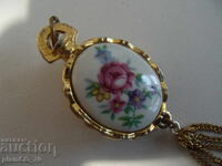 №*7830 old pendant / medallion / jewelry - metal, porcelain