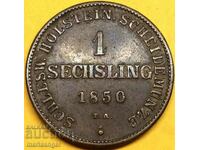 Schleswig-Holstein 1 Zechsling 1850 Germany 27mm 9,59g Σπάνιο