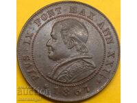 2 Soldi 1867 Vatican Rome 10g Bronze