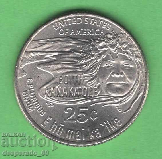 (¯`'•.¸ 25 cents 2023 P USA (Edith Kanaka'Ole) UNC- (¯`'•.¸ 25 cents 2023 P USA (Edith Kanaka'Ole) UNC-