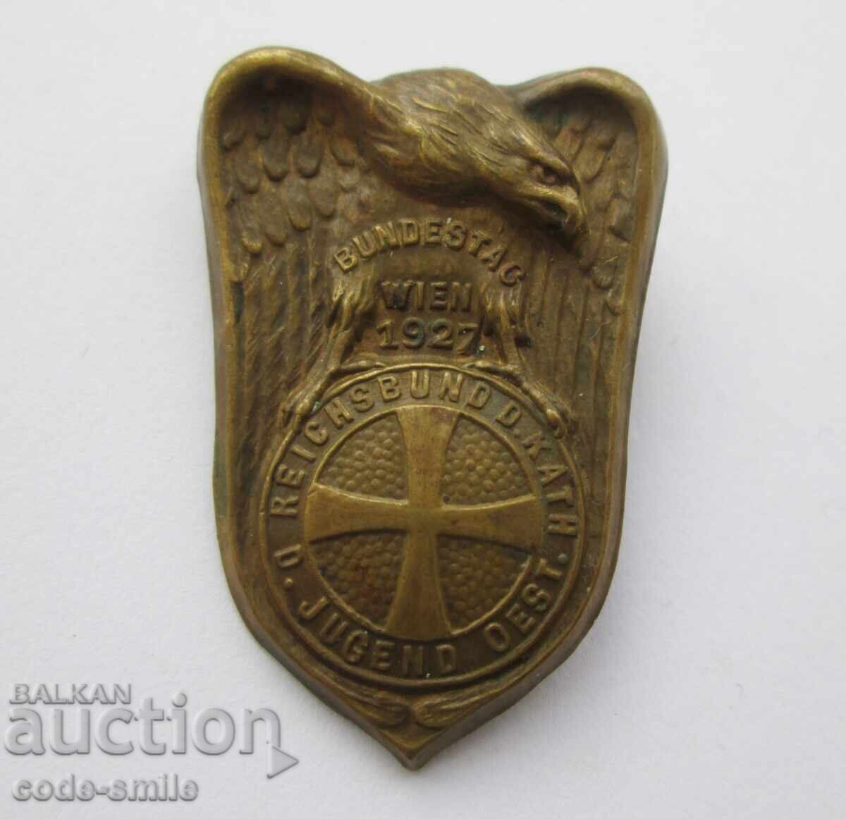 Old sign badge Austrian Parliament Catholics 1927. Old sign badge Austrian Parliament Catholics 1927.