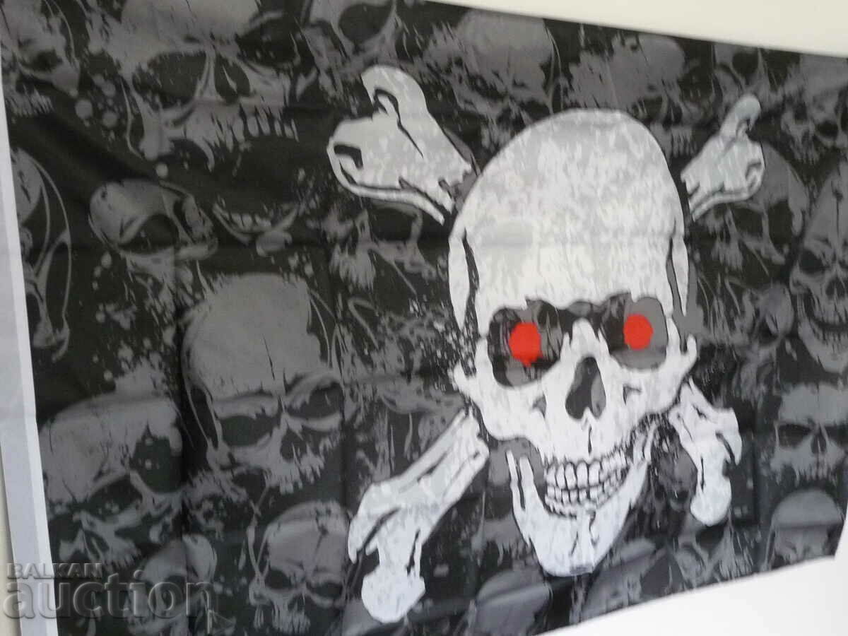 Pirate flag with skull bones red eyes pirate terrible horror with price 20.00 BGN | € 10.23