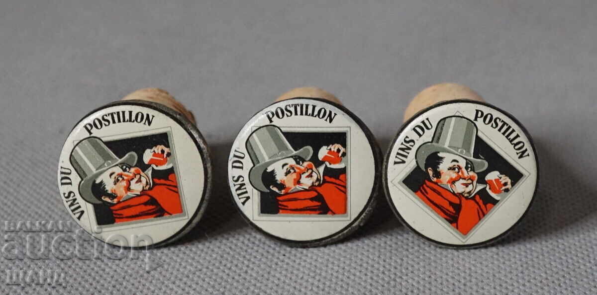 VINS DU POSTILLON 3 Old Advertising wine corks - 5 VINS DU POSTILLON 3 Old Advertising wine corks - 5