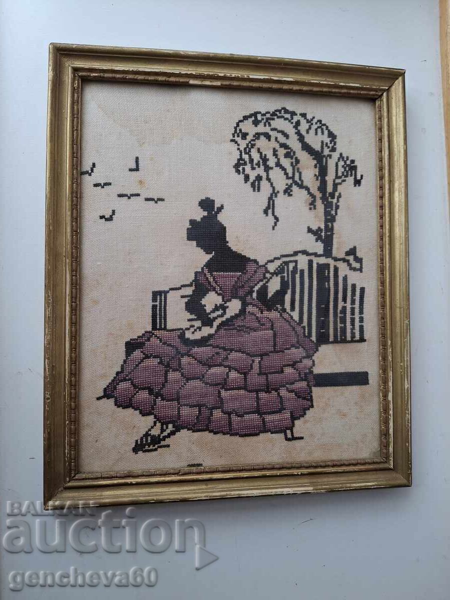 Auction Beautiful old tapestry frame, glass Auction Beautiful old tapestry frame, glass