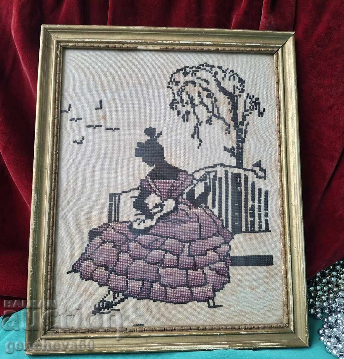 Beautiful old tapestry frame, glass - 5 Beautiful old tapestry frame, glass - 5