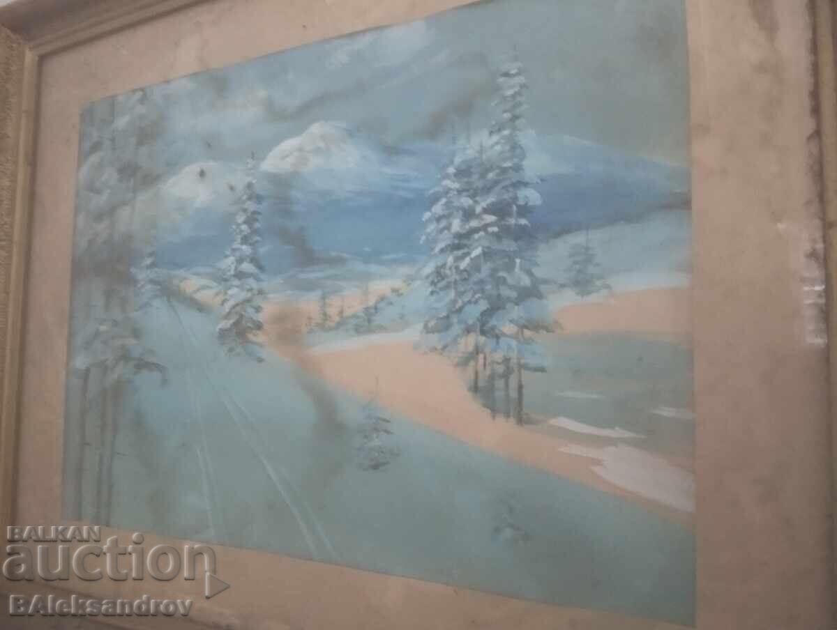 Old watercolor painting with price 15.00 BGN | € 7.67 Old watercolor painting with price 15.00 BGN | € 7.67