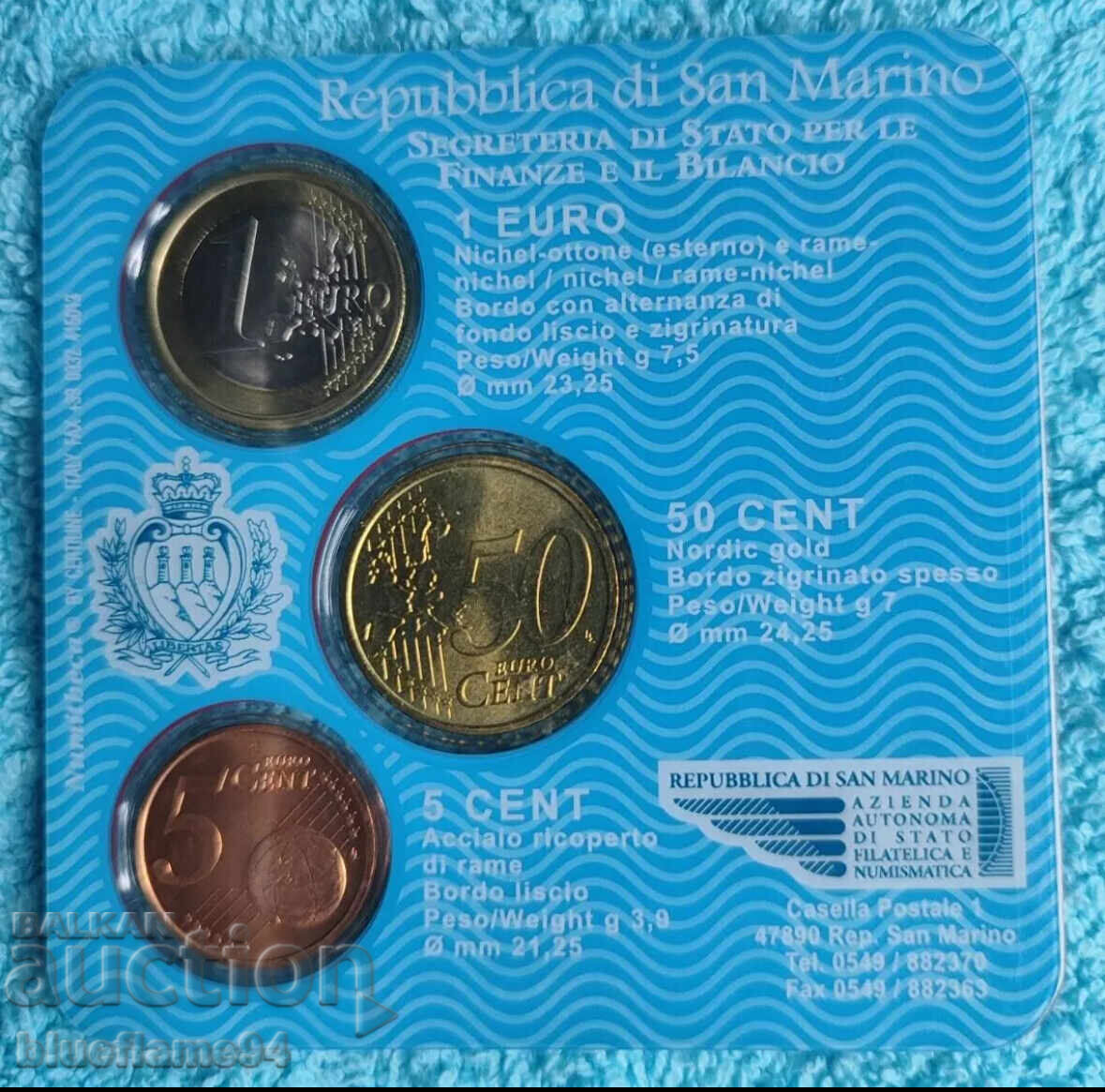 Монетна карта Сан Марино 2006 с цена 15.00 лв. | € 7.67 Монетна карта Сан Марино 2006 с цена 15.00 лв. | € 7.67