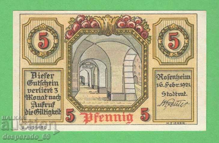 (¯`'•.¸NOTGELD (гр. Rosenheim) 1921 UNC -5 пфенига¸.•'´¯) с цена 2.40 лв. | € 1.23