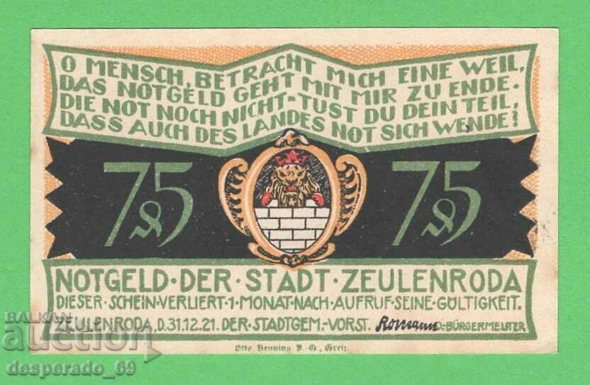 (¯`'•.¸NOTGELD (city. Zeulenroda) 1921 UNC- -75 pfennig¸.•'´¯) with price 2.00 BGN | € 1.02 (¯`'•.¸NOTGELD (city. Zeulenroda) 1921 UNC- -75 pfennig¸.•'´¯) with price 2.00 BGN | € 1.02