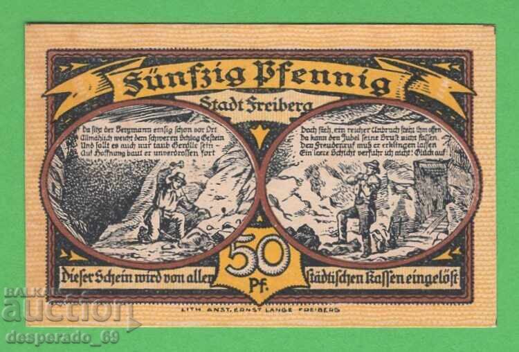 (¯`'•.¸NOTGELD (or. Freiberg) 1921 UNC- -50 pfennigi¸.•'´¯)