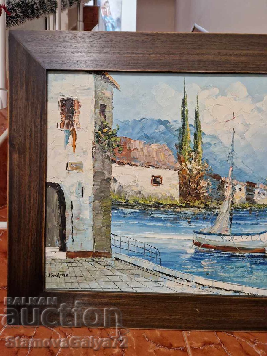 Превъзходна антикварна авторска картина масло върху платно - 5 Превъзходна антикварна авторска картина масло върху платно - 5