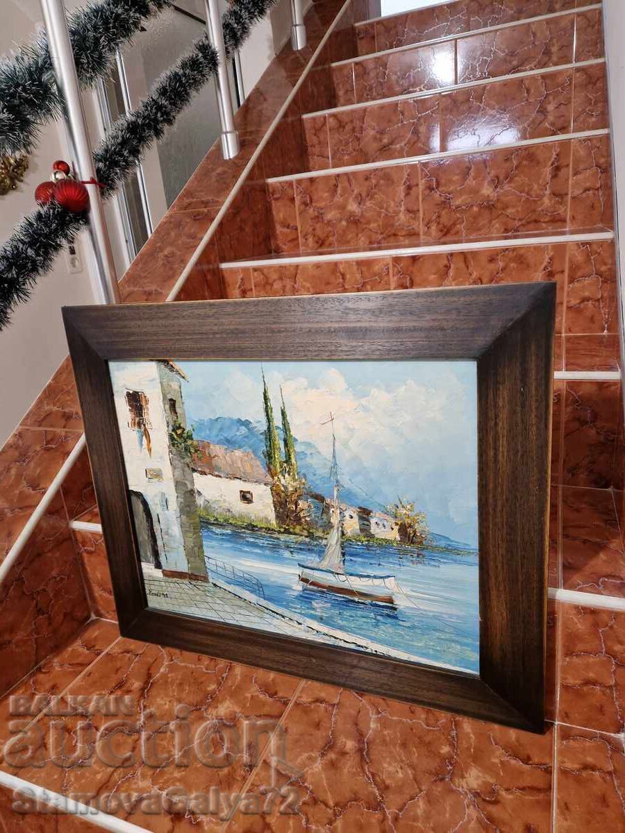 Превъзходна антикварна авторска картина масло върху платно - 7 Превъзходна антикварна авторска картина масло върху платно - 7