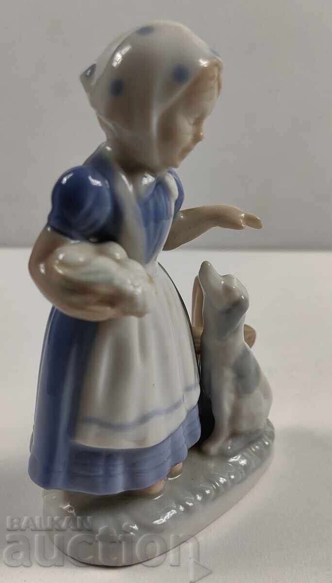 PORCELAIN FIGURE STATUETTE GIRL PUPPY HEALTHY - 5 PORCELAIN FIGURE STATUETTE GIRL PUPPY HEALTHY - 5