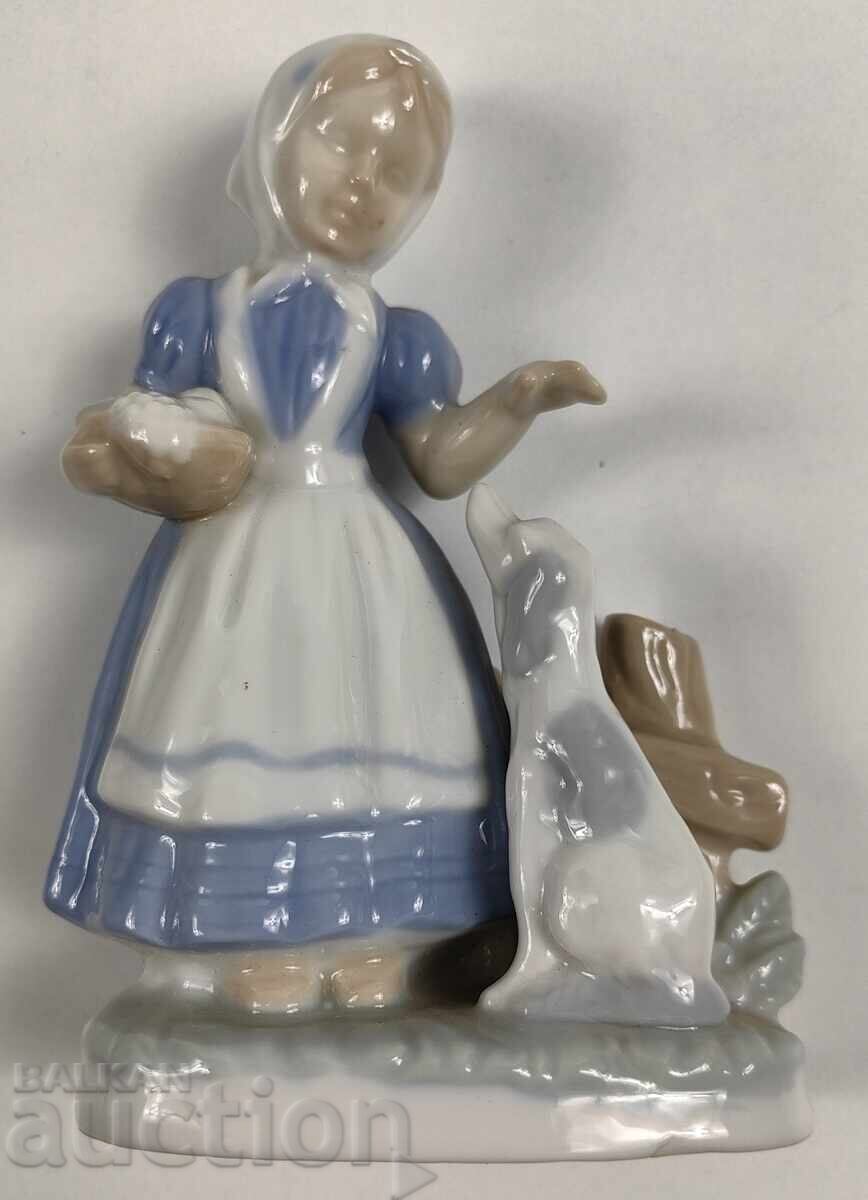 PORCELAIN FIGURE STATUETTE GIRL PUPPY HEALTHY PORCELAIN FIGURE STATUETTE GIRL PUPPY HEALTHY