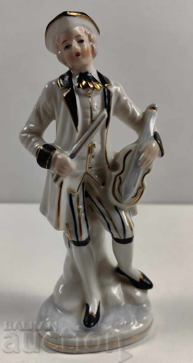PORCELAIN FIGURE STATUETTE MAN VIOLIN HEALTHY - 5 PORCELAIN FIGURE STATUETTE MAN VIOLIN HEALTHY - 5
