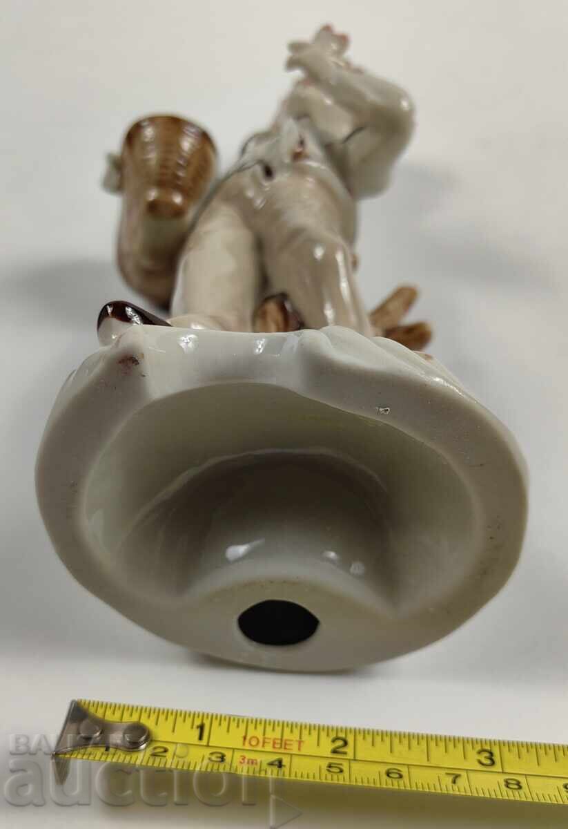 LARGE PORCELAIN FIGURE STATUETTE BOY FLOWER HEALTHY - 7