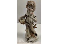 LARGE PORCELAIN FIGURE STATUETTE BOY FLOWER HEALTHY