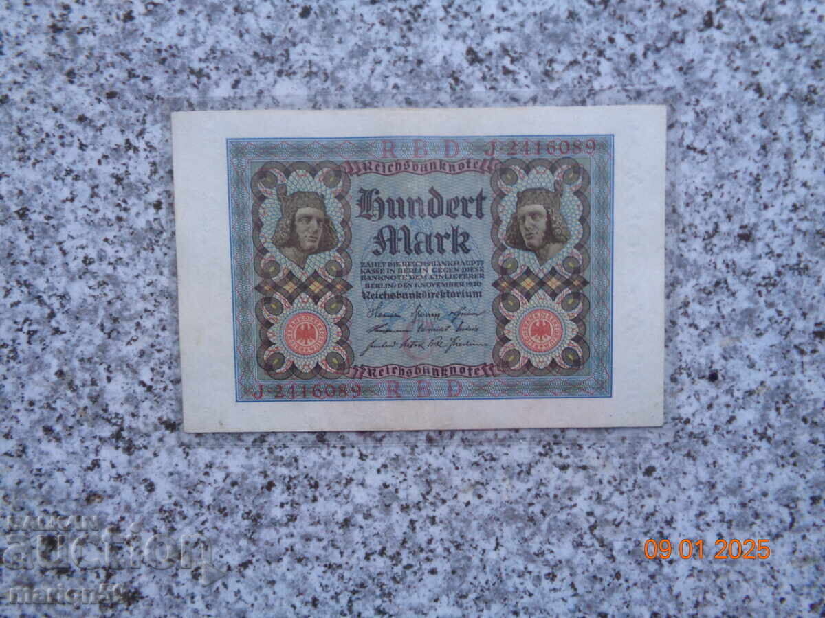 Excelentă bancnotă de 100 de mărci Excelentă E - 1920