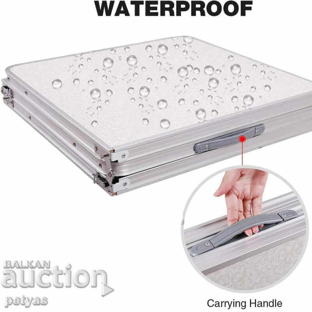 Aluminum Picnic Set: 4 Chairs + Table 120 x 60cm with price 86.50 BGN | € 44.23 Aluminum Picnic Set: 4 Chairs + Table 120 x 60cm with price 86.50 BGN | € 44.23