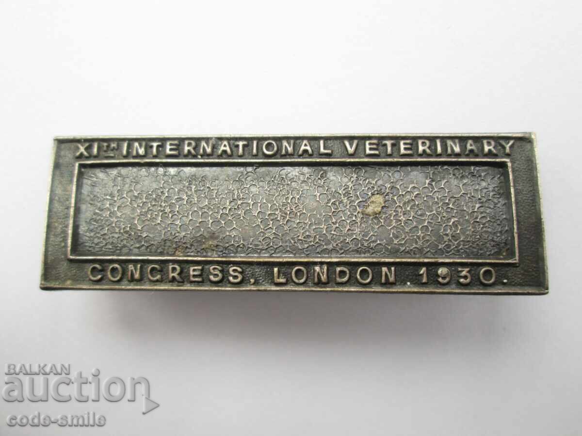 Delivery of Old badge XI Veterinary Congress London 1930. Delivery of Old badge XI Veterinary Congress London 1930.