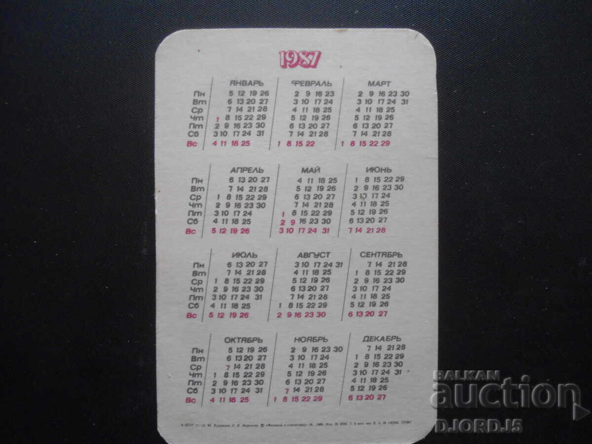 Old calendar, 1987 with price 2.00 BGN | € 1.02