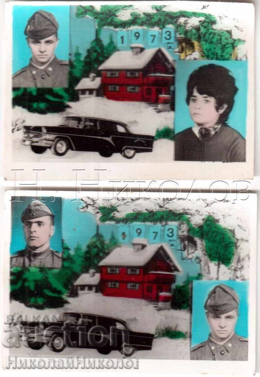 1973 LOT 2x FOTO MILITARE DE ANUL NOU MICI VECHI D248