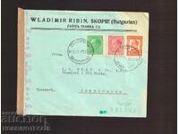 BULGARIA travel envelope SKOPJE - DENMARK 1942 - CENSORSHIP