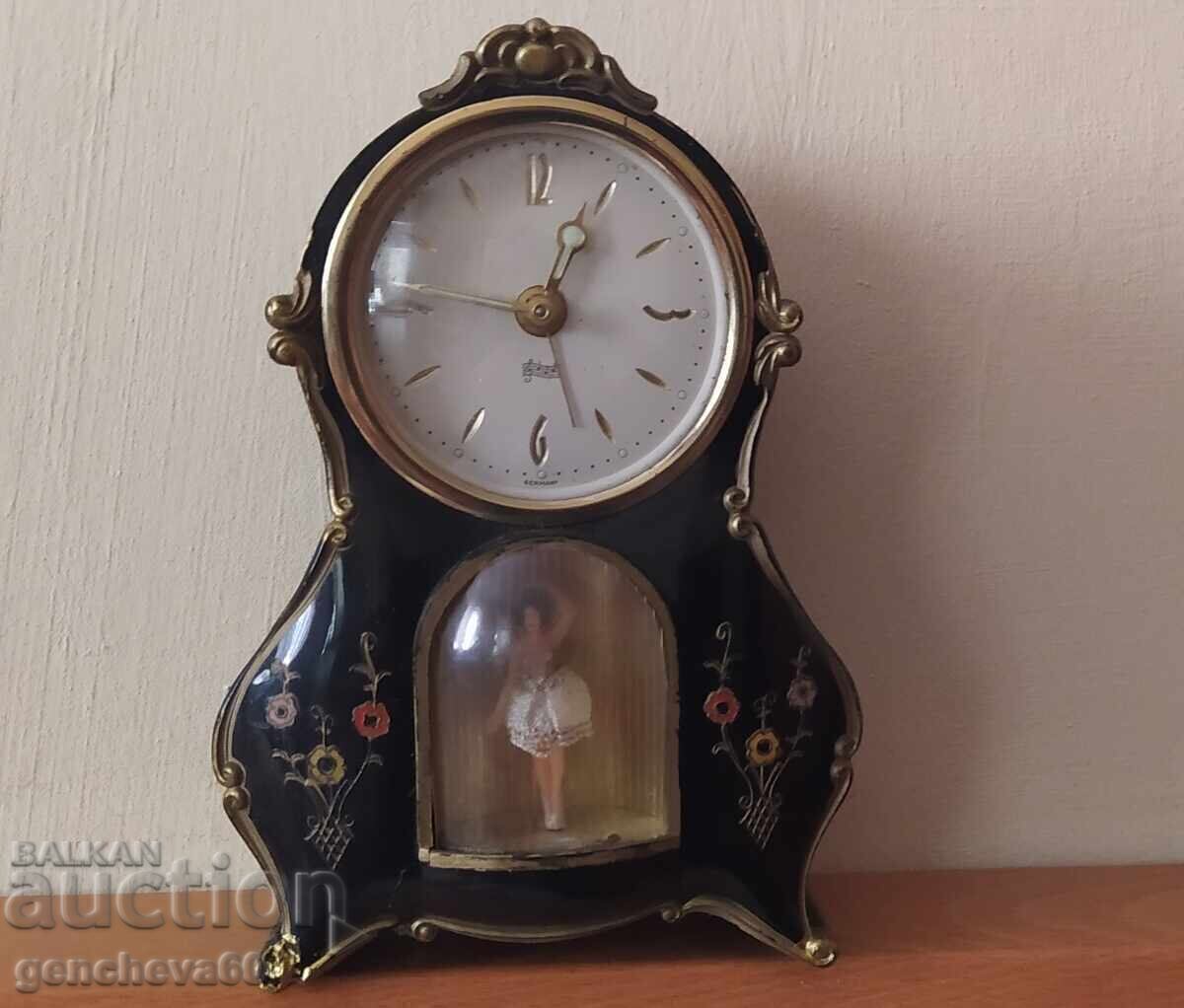 Auction  Antique fireplace alarm clock with ballerina GERMANY