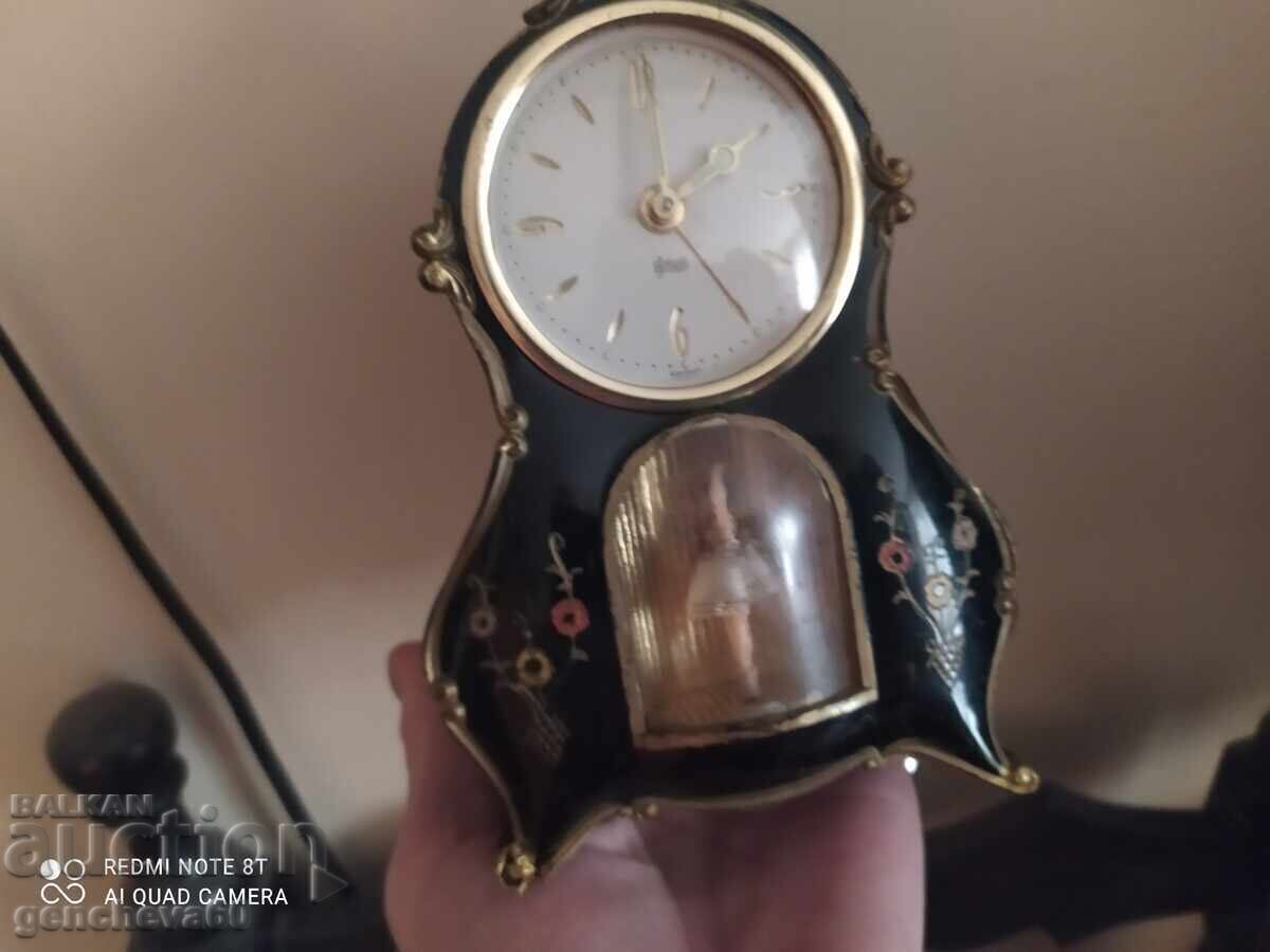 Antique fireplace alarm clock with ballerina GERMANY - 5