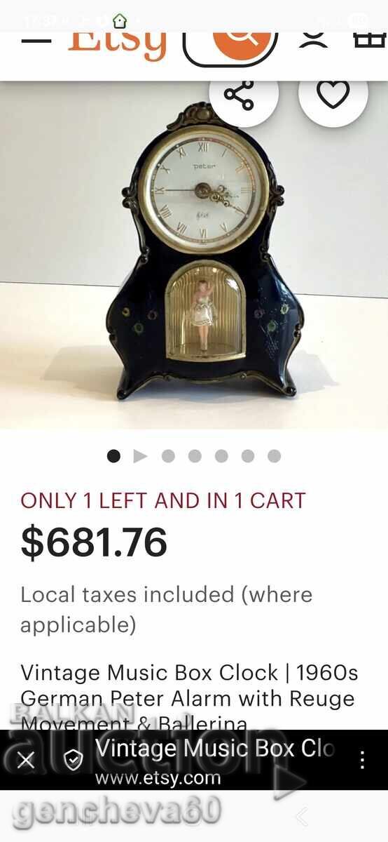 Ceas deşteptător antic şemineu cu balerină GERMANIA - 5