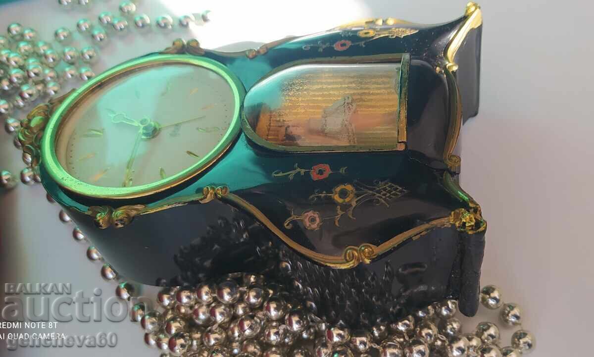 Ceas deşteptător antic şemineu cu balerină GERMANIA - 7