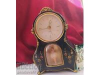 Antique fireplace alarm clock with ballerina GERMANY