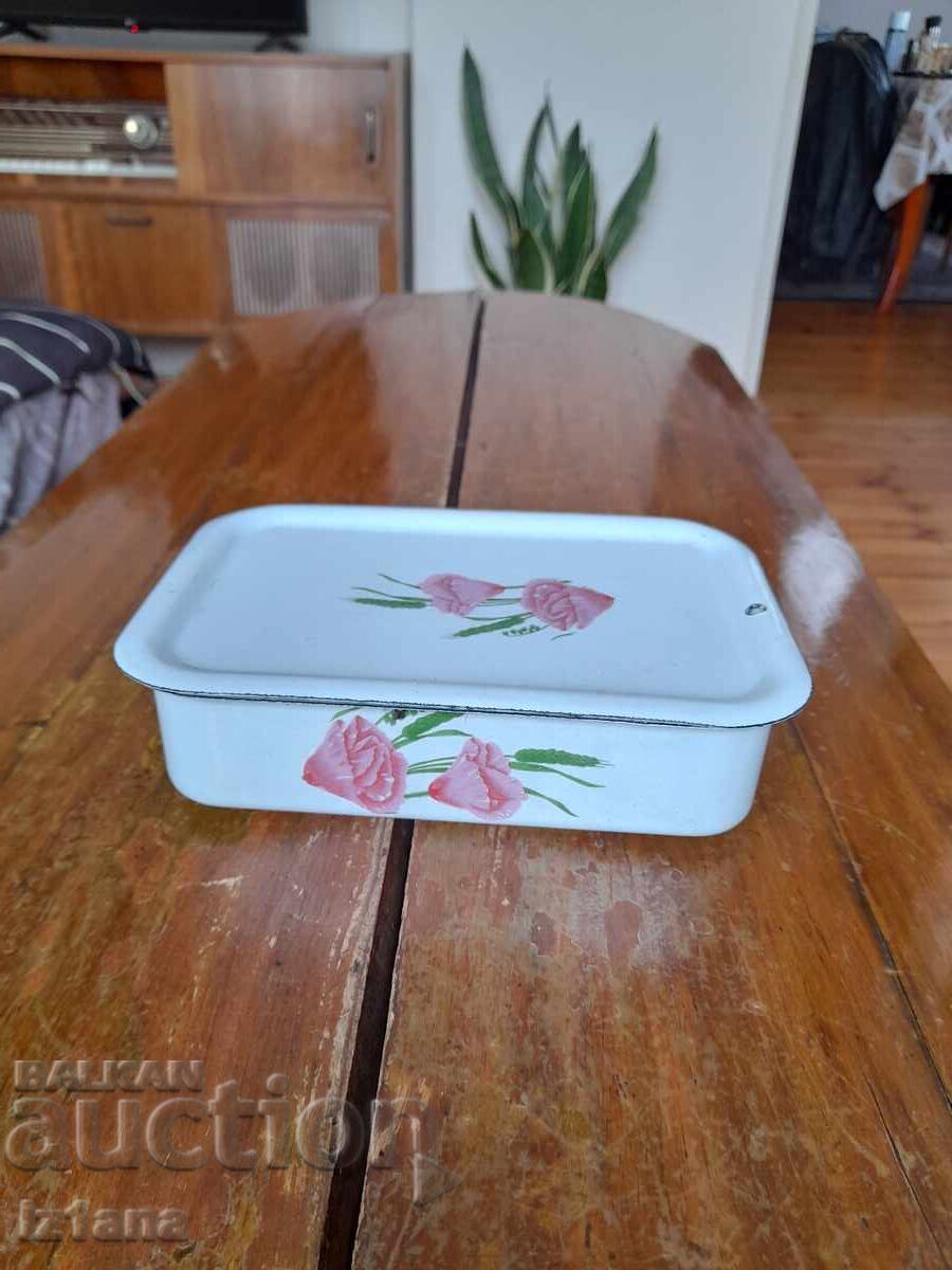 Old enamel food box