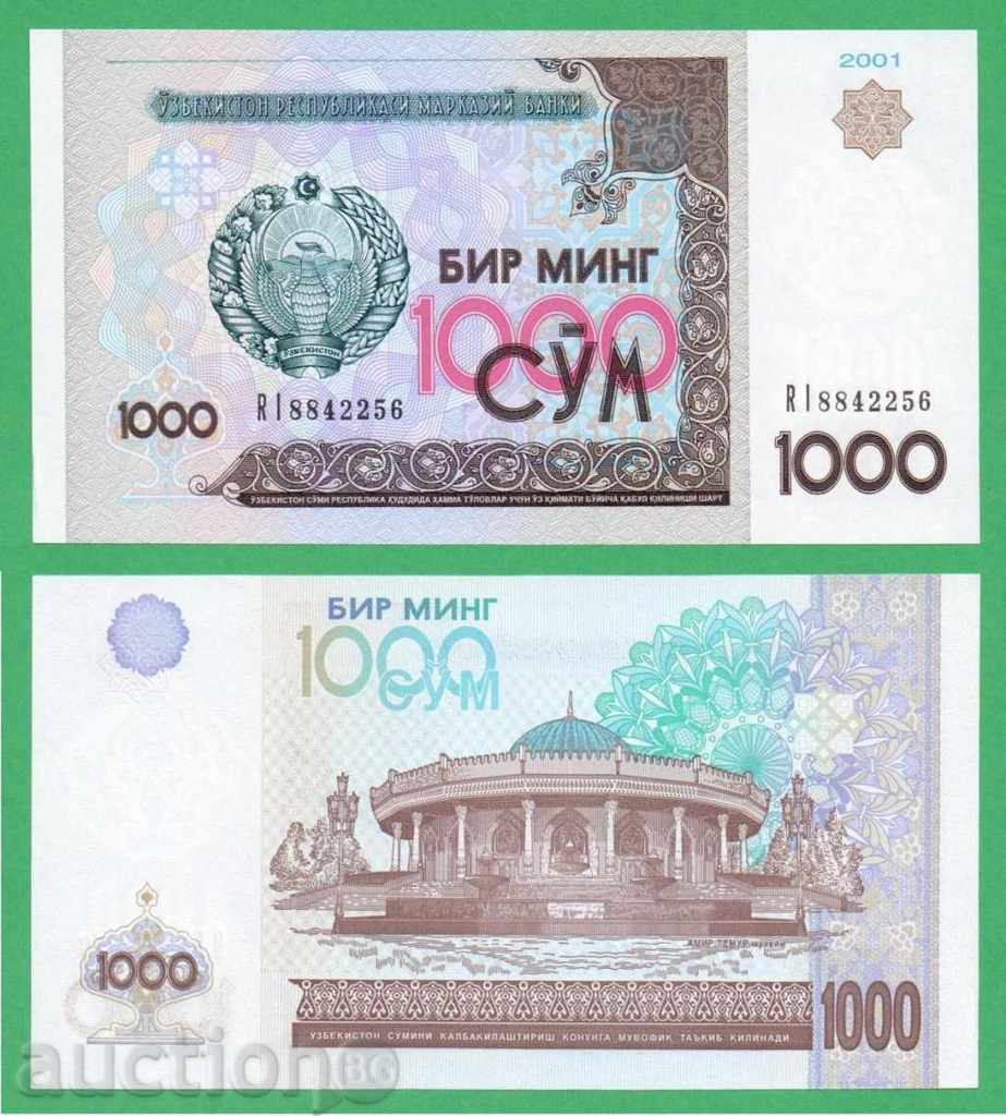 (¯`'•.¸ UZBEKISTAN 1000 sums 2001 UNC ¸.•'´¯) (¯`'•.¸ UZBEKISTAN 1000 sums 2001 UNC ¸.•'´¯)
