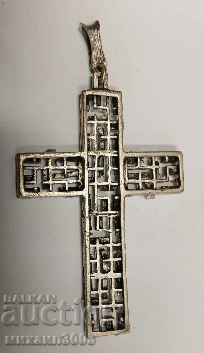 Auction LARGE SILVER CROSS HANDMADE 925 SALT - 24.63 GRAMS Auction LARGE SILVER CROSS HANDMADE 925 SALT - 24.63 GRAMS