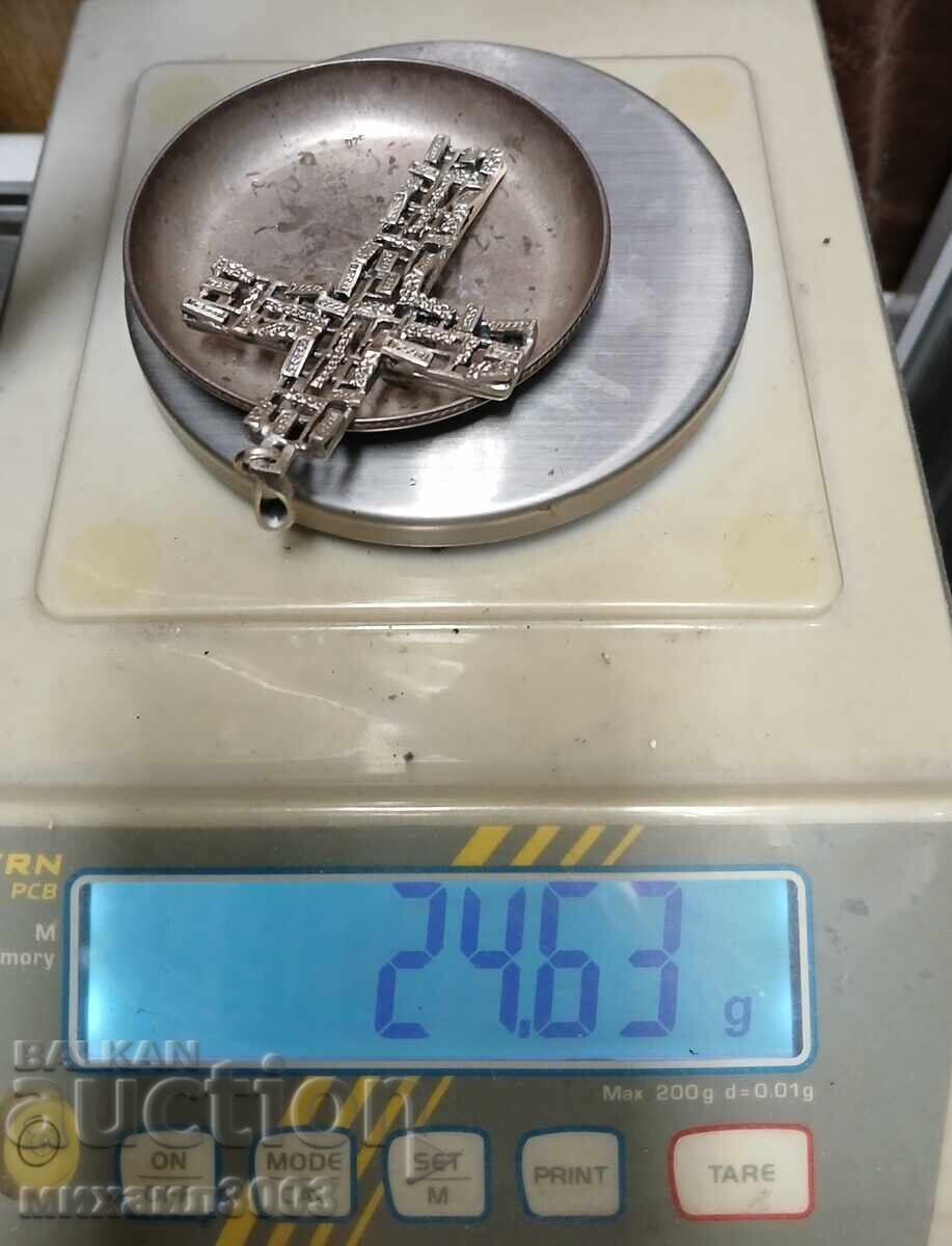 ГОЛЯМ СРЕБЪРЕН КРЪСТ РЪЧНА ИЗРАБОТКА ПРОБА 925 - 24.63 ГРАМА - 5 ГОЛЯМ СРЕБЪРЕН КРЪСТ РЪЧНА ИЗРАБОТКА ПРОБА 925 - 24.63 ГРАМА - 5