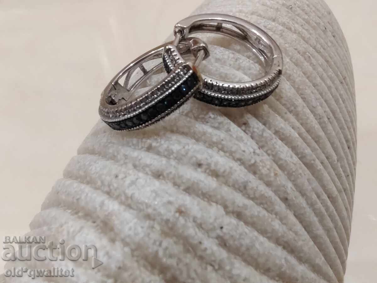 Auction Earrings Silver 925, blue Diamonds Auction Earrings Silver 925, blue Diamonds