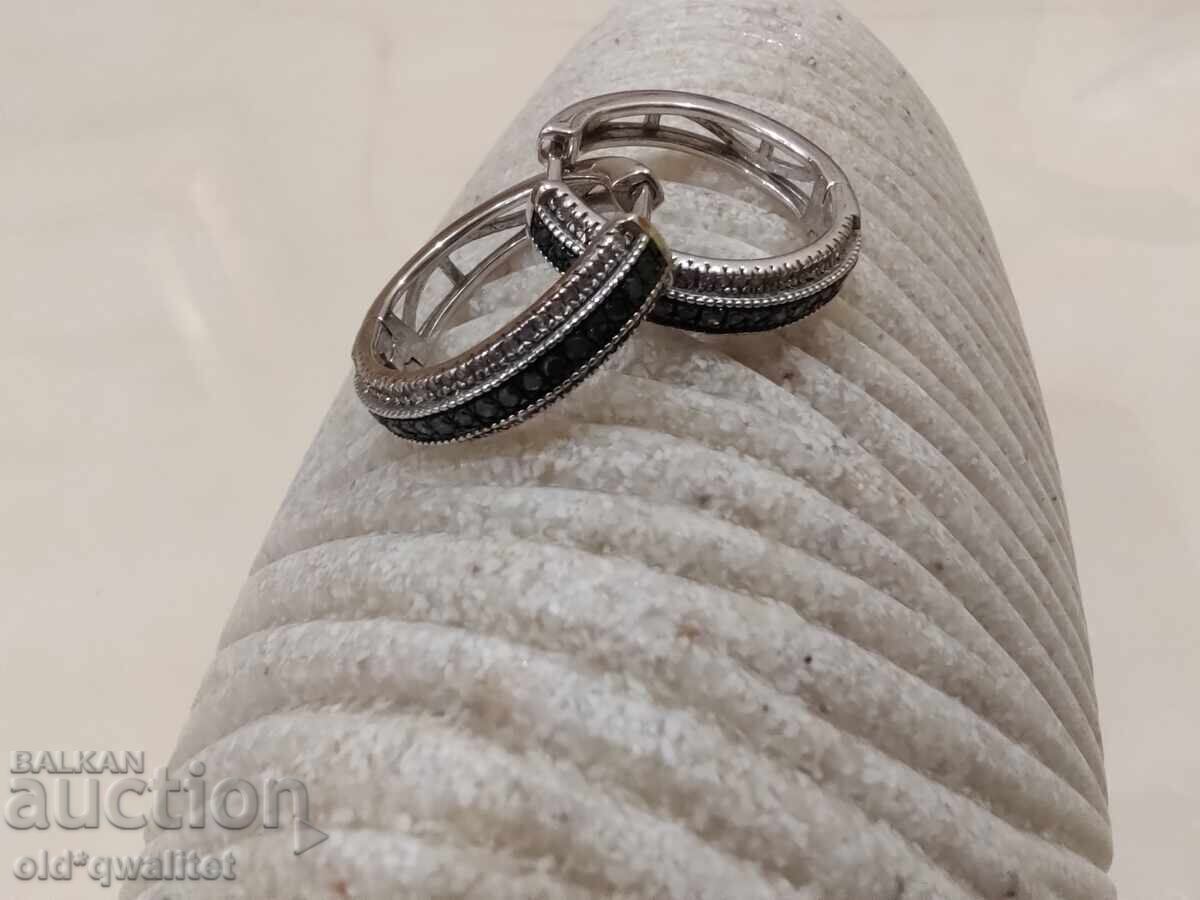 Delivery of Earrings Silver 925, blue Diamonds Delivery of Earrings Silver 925, blue Diamonds