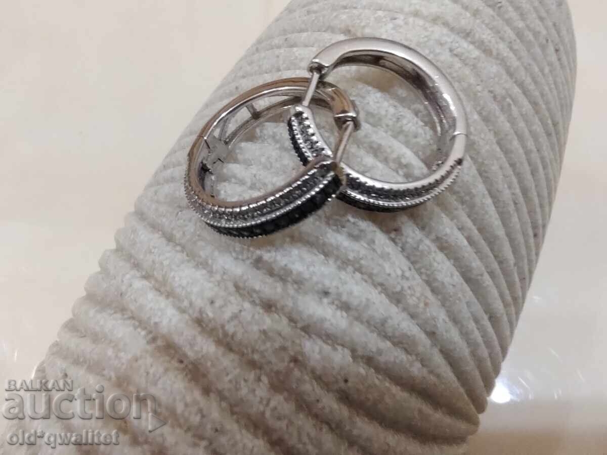 Earrings Silver 925, blue Diamonds - 5 Earrings Silver 925, blue Diamonds - 5