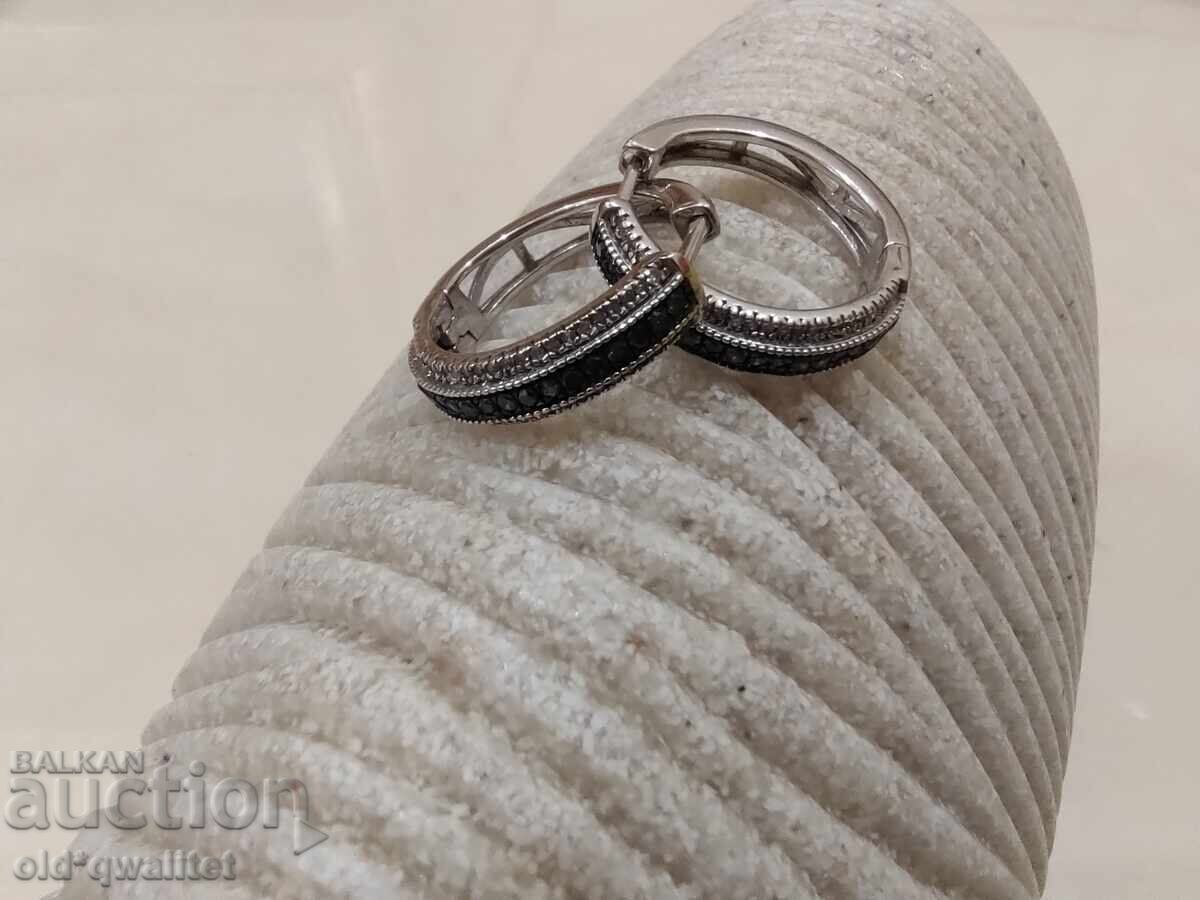 Earrings Silver 925, blue Diamonds Earrings Silver 925, blue Diamonds